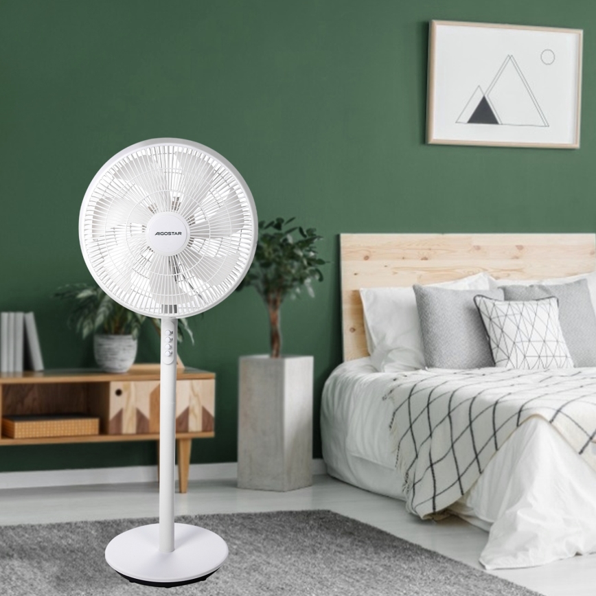 Aigostar - Ventoinha de chão 45W/230V 110 cm branco