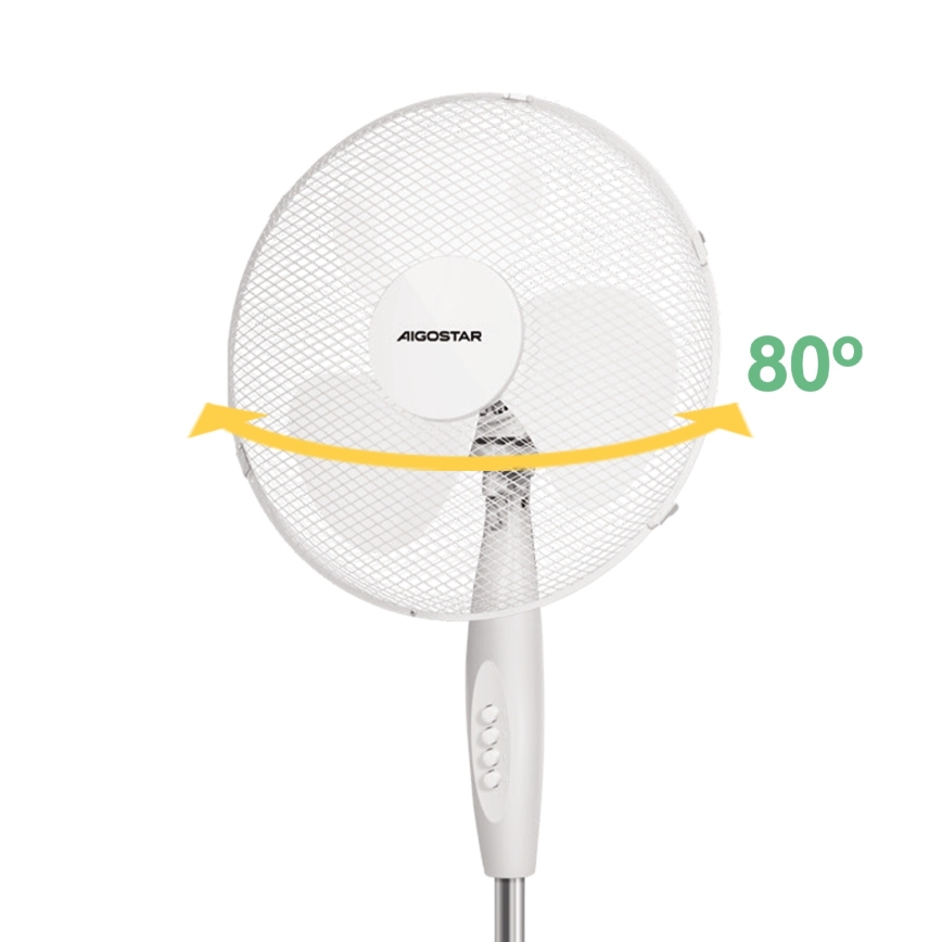 Aigostar - Ventoinha de chão 45W/230V 125 cm branco