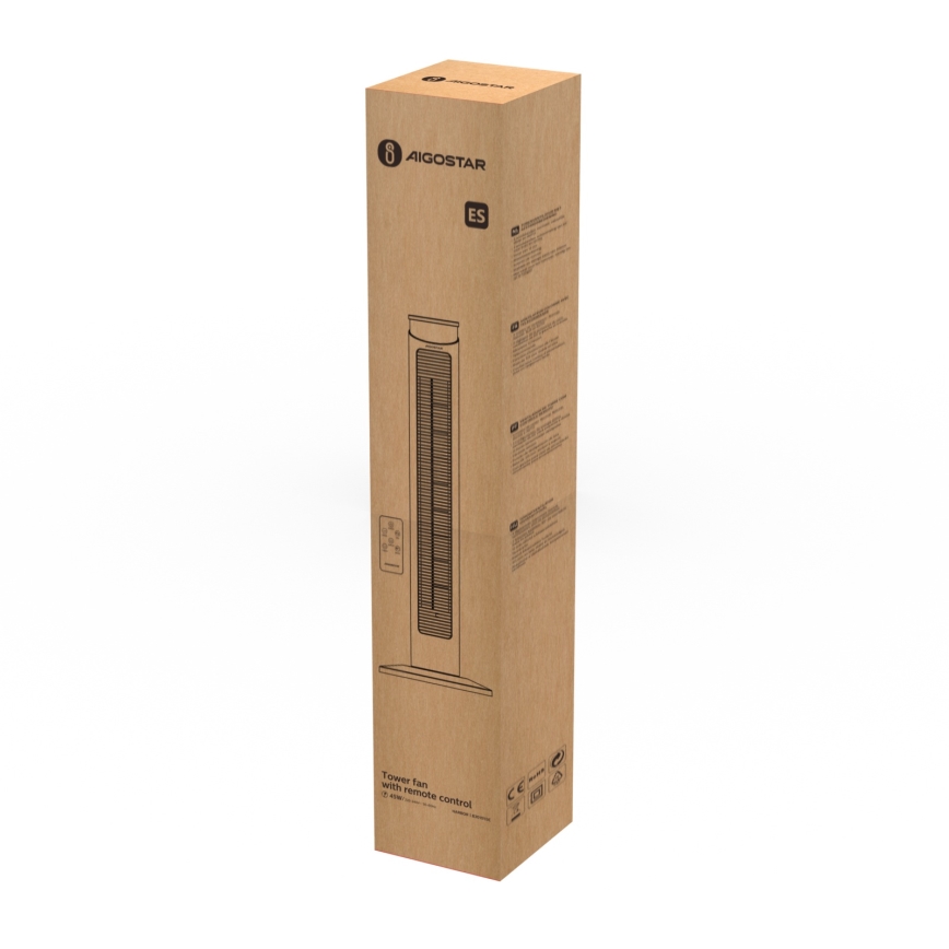 Aigostar - Ventoinha de chão 45W/230V preto + CR