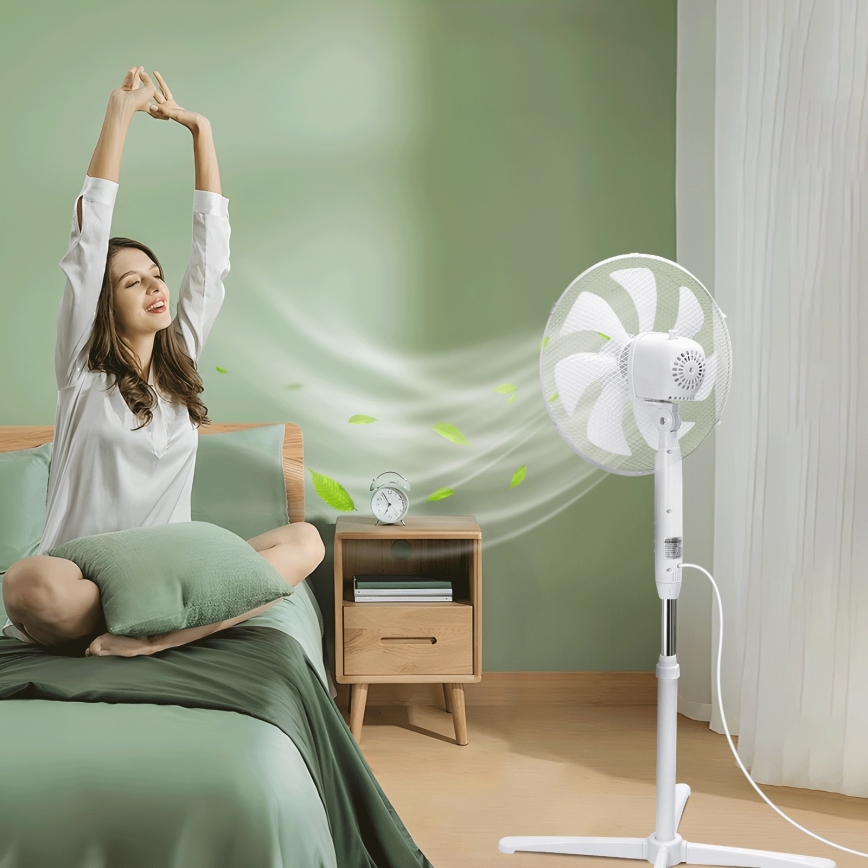 Aigostar - Ventoinha de chão 50W/230V 120 cm branco