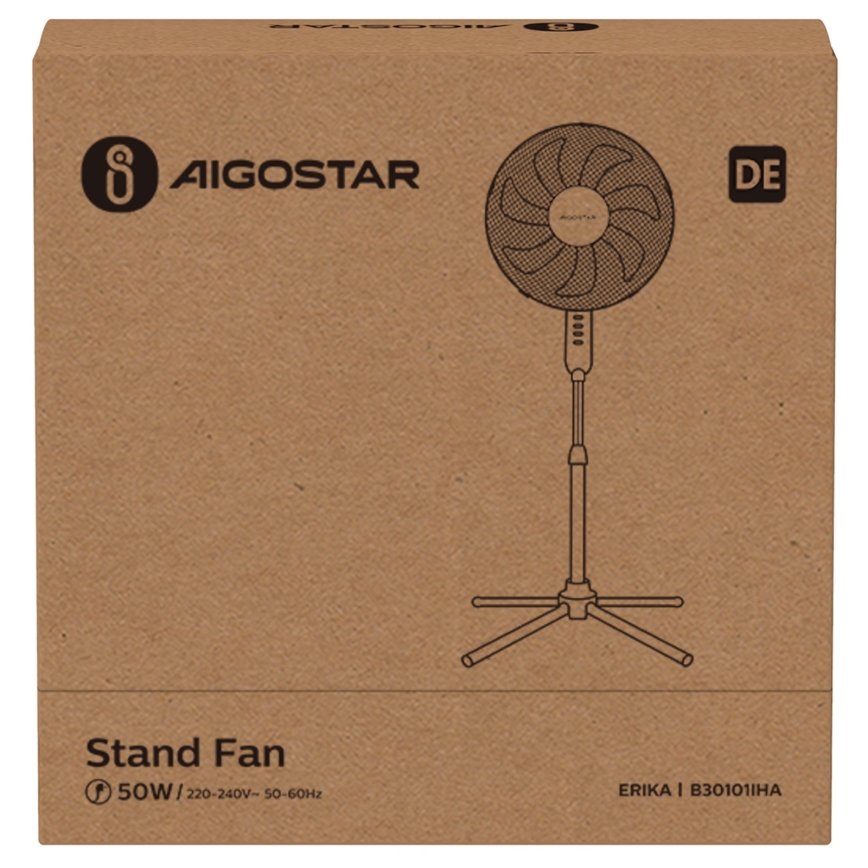 Aigostar - Ventoinha de chão 50W/230V 120 cm branco