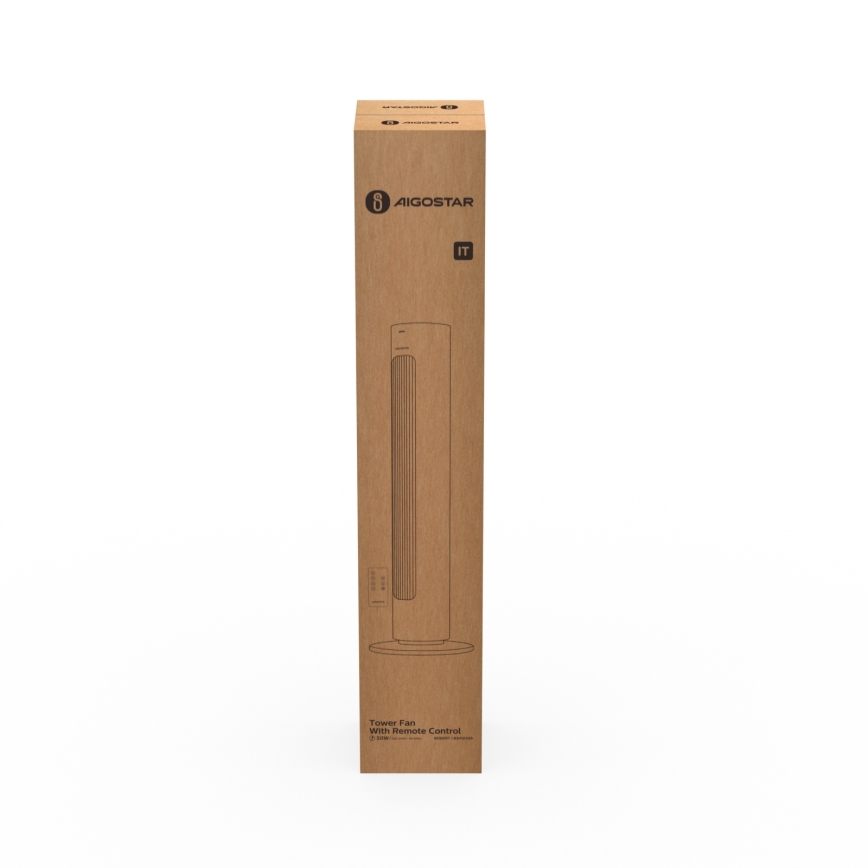 Aigostar - Ventoinha de chão 50W/230V branco + comando
