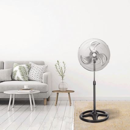 Aigostar - Ventoinha de chão 55W/230V cromado brilhante/preto