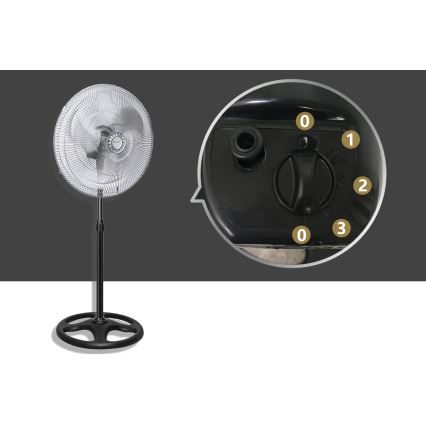 Aigostar - Ventoinha de chão 55W/230V cromado brilhante/preto