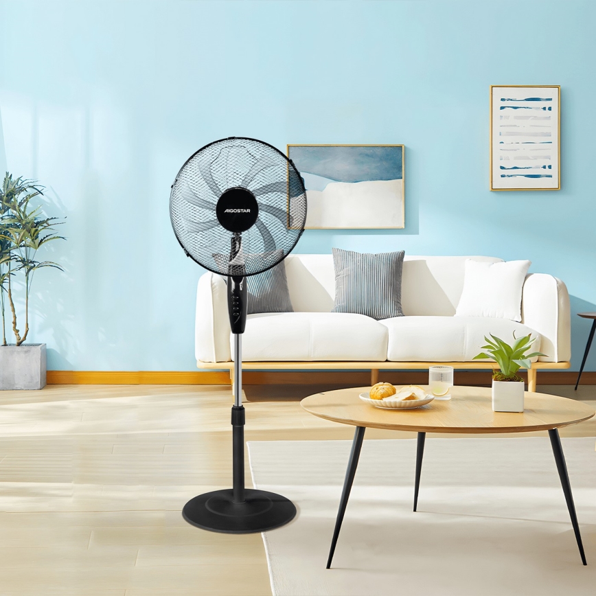 Aigostar - Ventoinha de chão 60W/230V preto