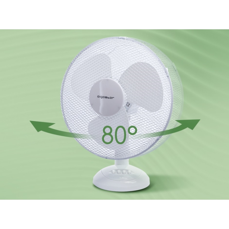 Aigostar - Ventoinha de mesa 45W/230V 34 cm branco