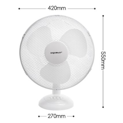 Aigostar - Ventoinha de mesa 45W/230V 34 cm branco