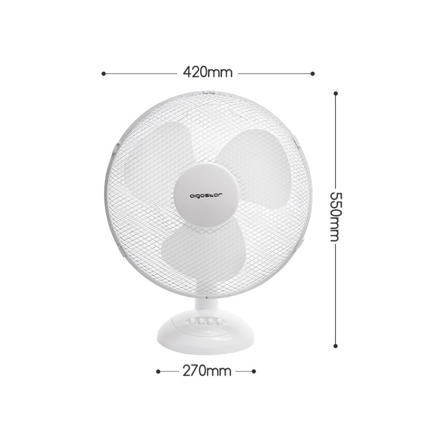 Aigostar - Ventoinha de mesa 45W/230V 34 cm branco