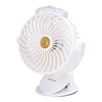 Aigostar - Ventoinha de mesa recarregável com clipe 2W/5V 2400mAh USB branco