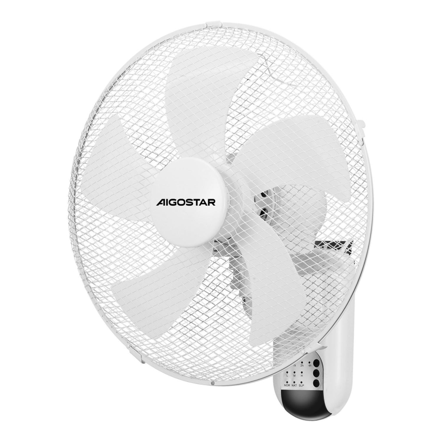 Aigostar -  Ventoinha de parede 45W/230V branco + comando