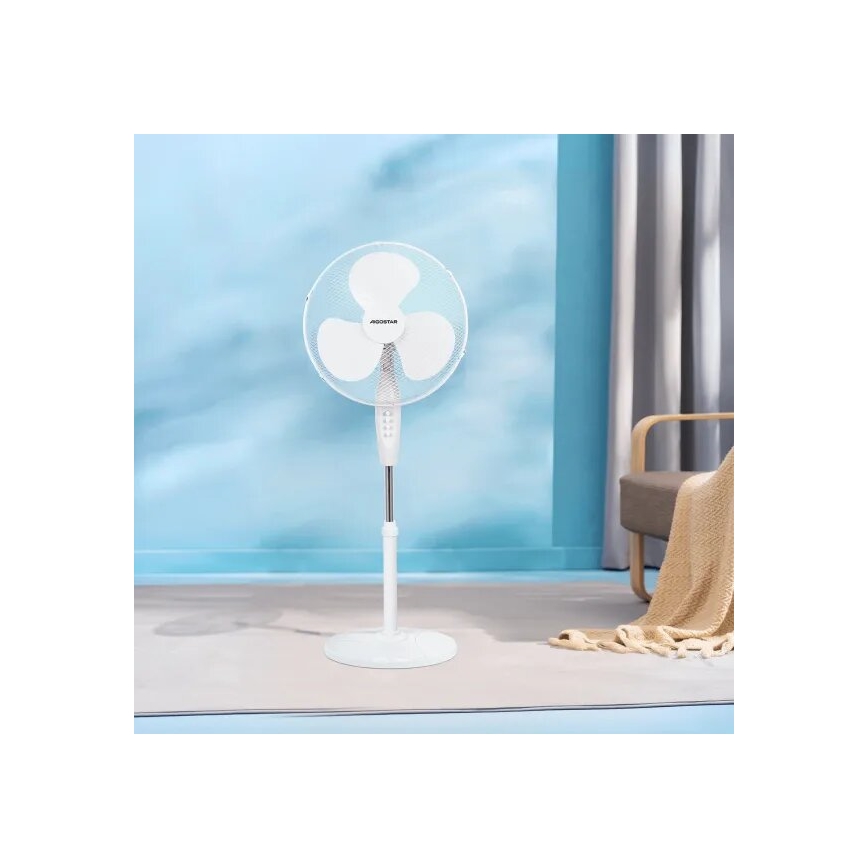 Aigostar - Ventoinha de pé 40W/230V branco