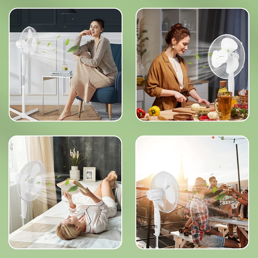 Aigostar - Ventoinha de pé 45W/230V 120 cm branco