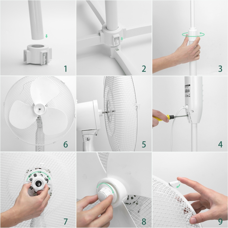 Aigostar - Ventoinha de pé 45W/230V 120 cm branco