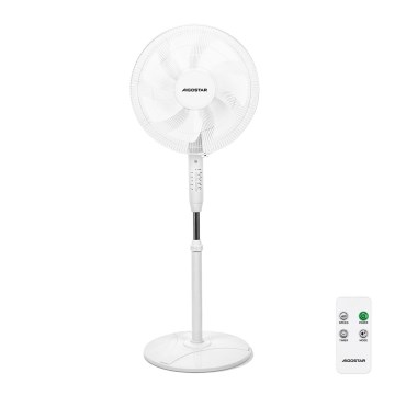 Aigostar - Ventoinha de pé 60W/230V branco + comando