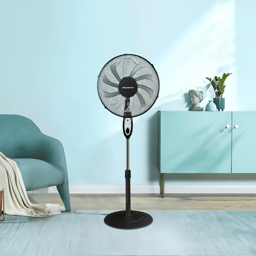 Aigostar - Ventoinha de pé 60W/230V preto + comando