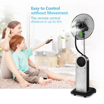 Aigostar - Ventoinha de pé com efeito de névoa MIST 95W/230V + comando