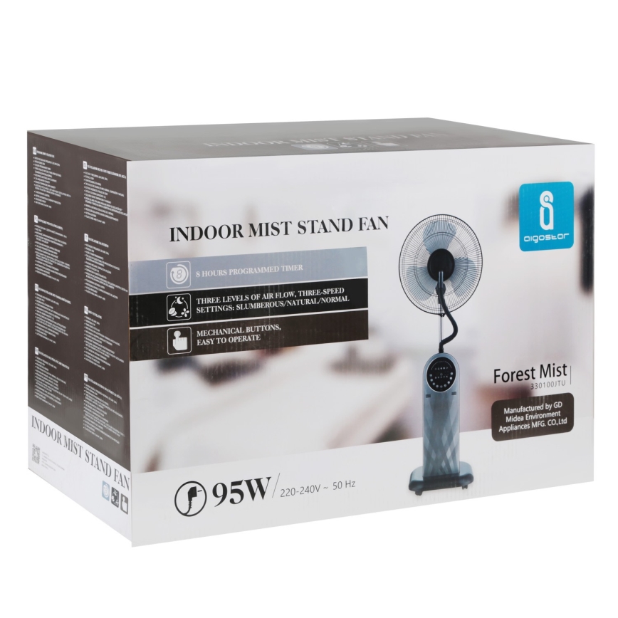 Aigostar - Ventoinha de pé com efeito de névoa MIST 95W/230V + comando