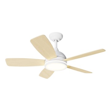 Aigostar - Ventoinha de teto LED com regulação LED/20W/230V 2700-6500K 132cm branco/bege + comando