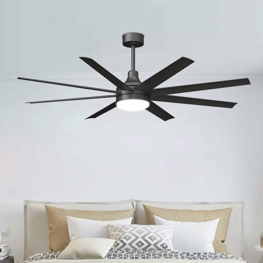 Aigostar - Ventoinha de teto LED com regulação LED/24W/230V 2700-6500K 165cm preto + comando