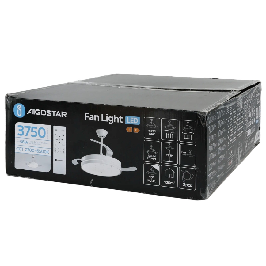 Aigostar - Ventoinha de teto LED com regulação LED/36W/230V 2700-6500K diâmetro 107 cm + comando branco