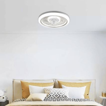 Aigostar - Ventoinha de teto LED com regulação LED/40W/230V 2700/4000/6500K diâmetro 50 cm + comando branco