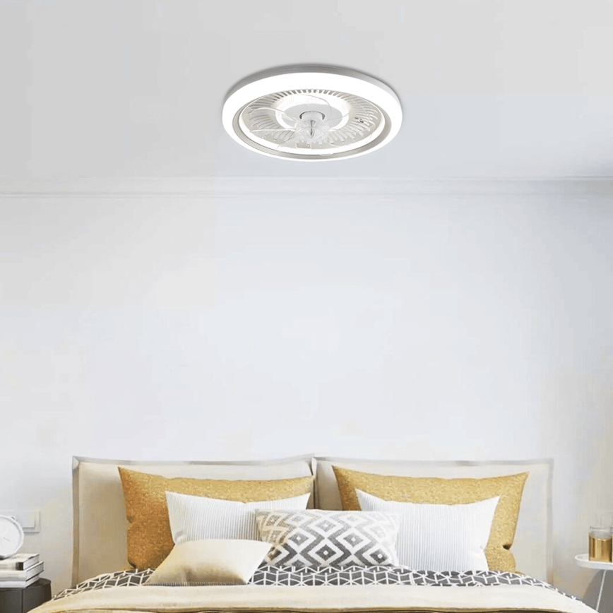 Aigostar - Ventoinha de teto LED com regulação LED/40W/230V 2700/4000/6500K diâmetro 50 cm + comando branco