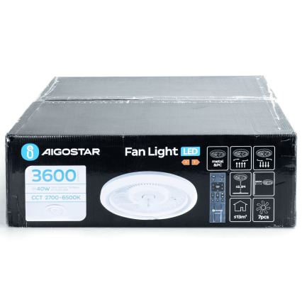Aigostar - Ventoinha de teto LED com regulação LED/40W/230V 2700/4000/6500K diâmetro 50 cm + comando branco
