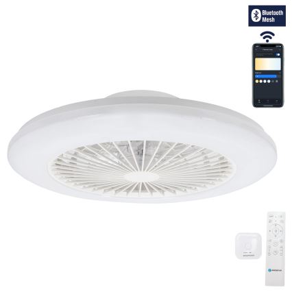 Aigostar - Iluminação de teto LED com regulação e ventoinha LED/40W/230V 2700-6500K diâmetro 48,5 cm branco + comando