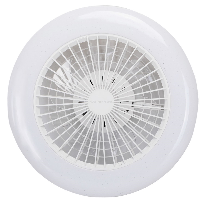 Aigostar - Iluminação de teto LED com regulação e ventoinha LED/40W/230V 2700-6500K diâmetro 48,5 cm branco + comando