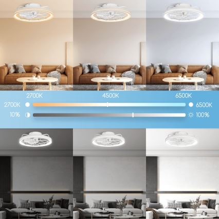Aigostar - Ventoinha de teto LED com regulação LED/40W/230V 2700-6500K diâmetro 48 cm + comando branco
