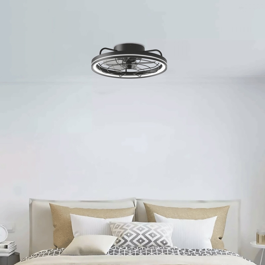Aigostar - Ventoinha de teto LED com regulação LED/40W/230V 2700-6500K diâmetro 48 cm + comando preto