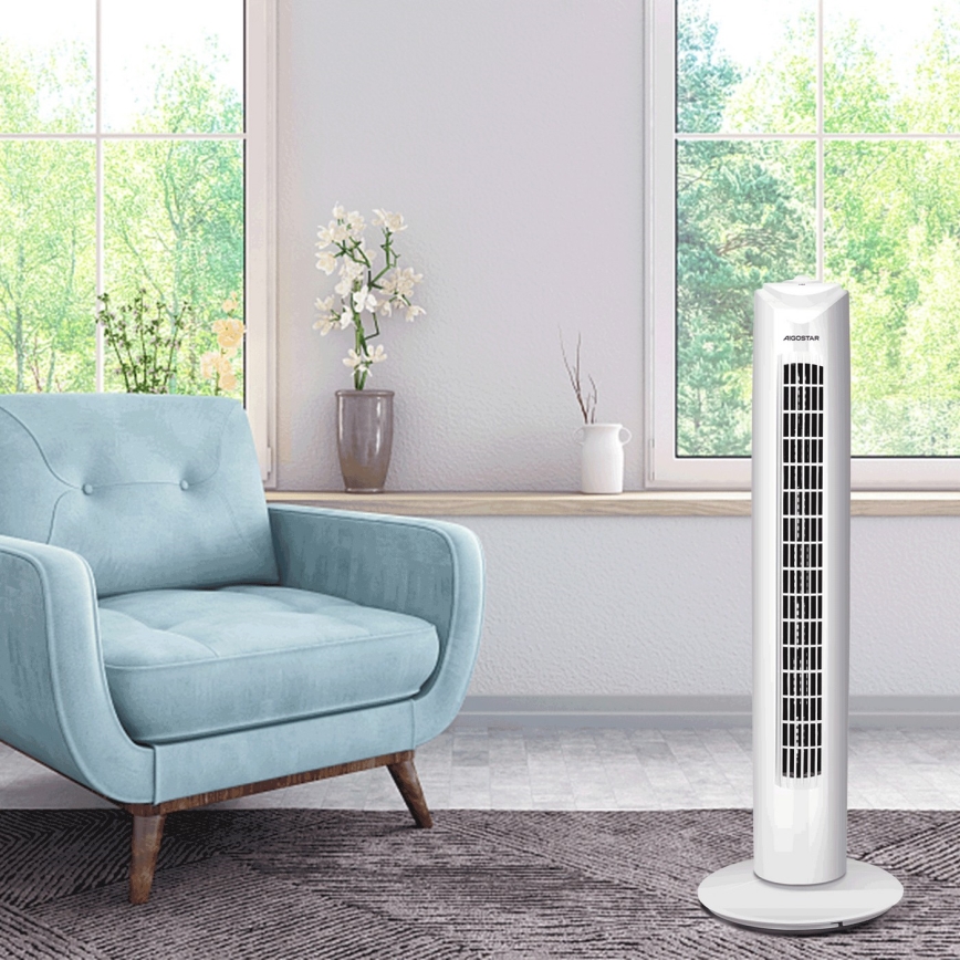 Aigostar - Ventoinha de torre 45W/230V branco