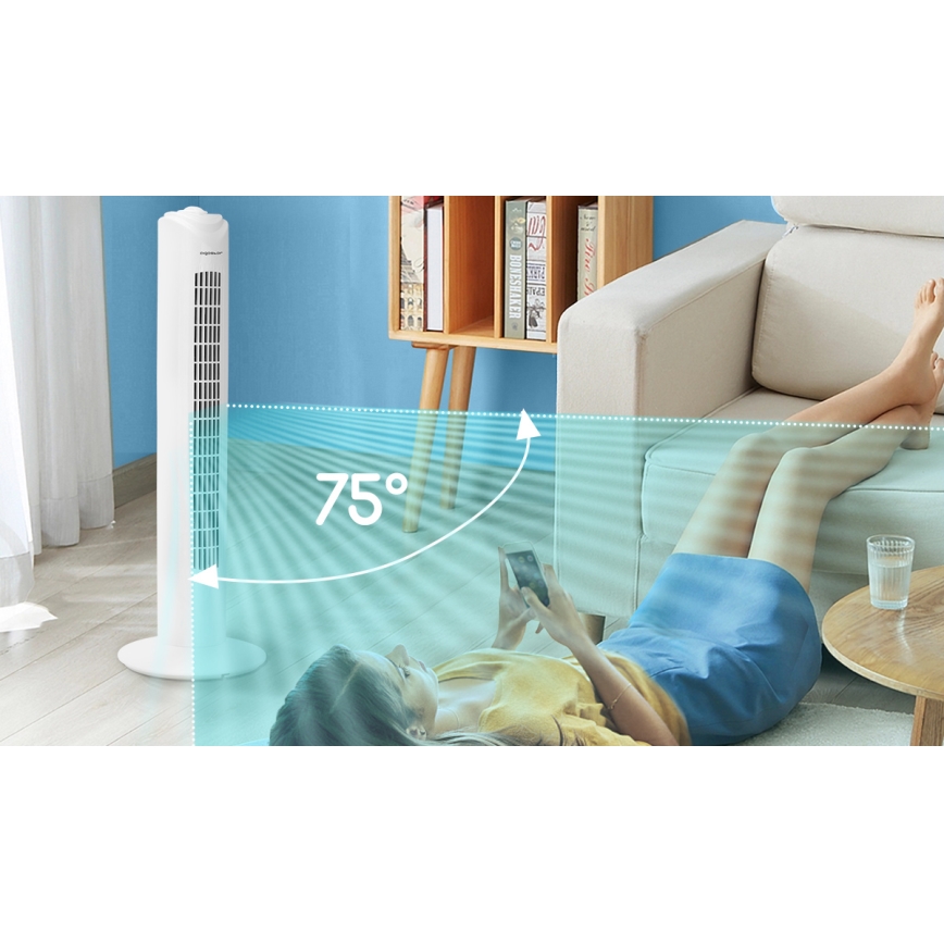 Aigostar - Ventoinha de torre 45W/230V branco