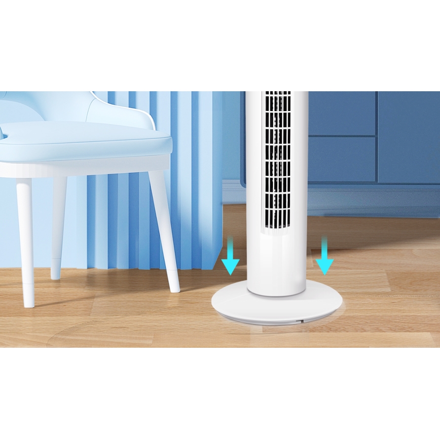 Aigostar - Ventoinha de torre 45W/230V branco