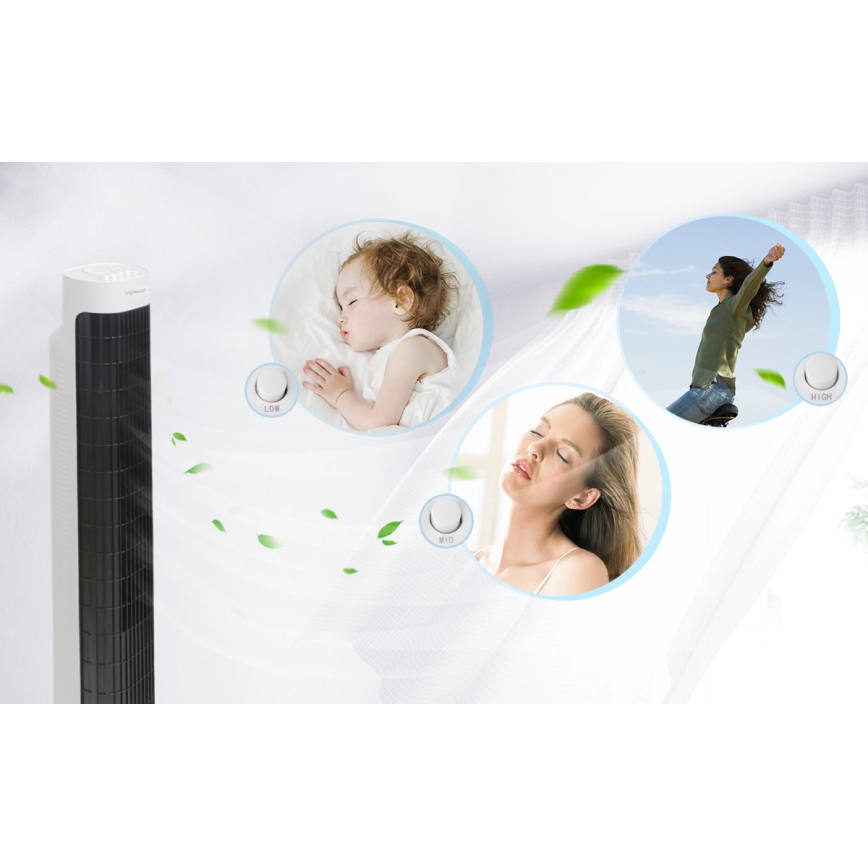 Aigostar - Ventoinha de torre 45W/230V preto/branco