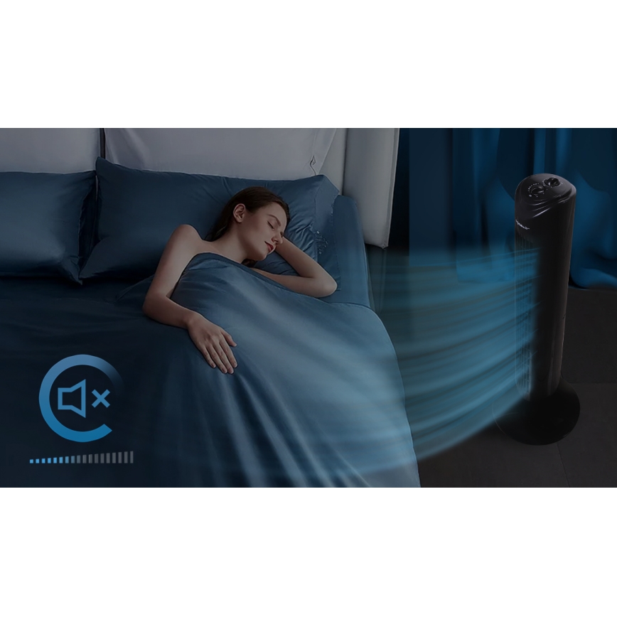 Aigostar - Ventoinha de torre 45W/230V preto