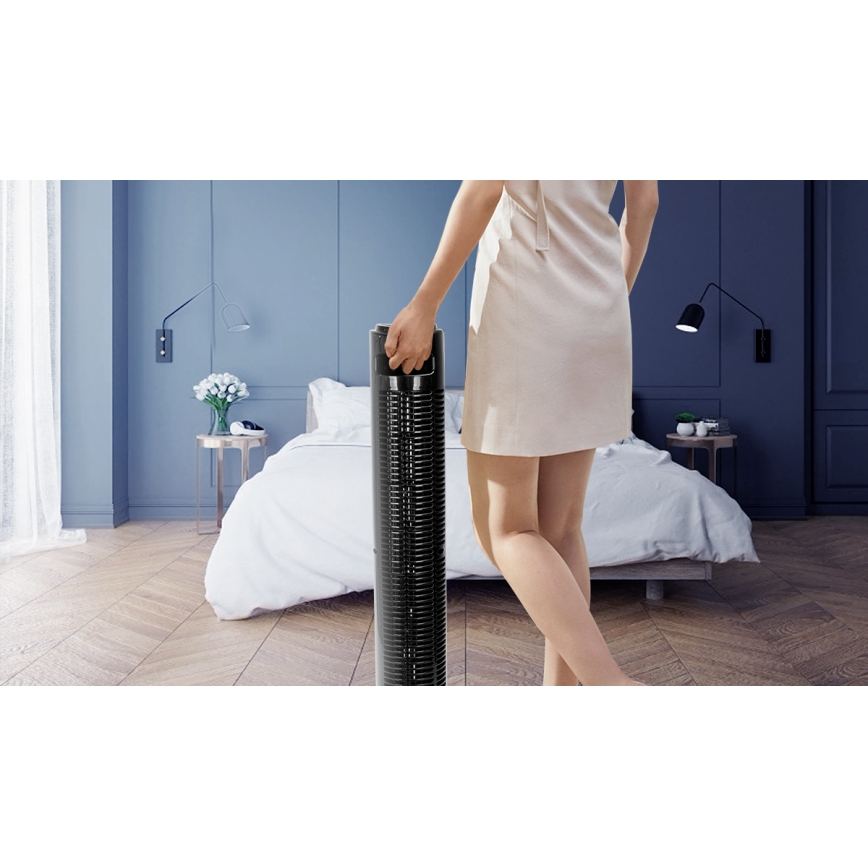 Aigostar - Ventoinha de torre 45W/230V preto