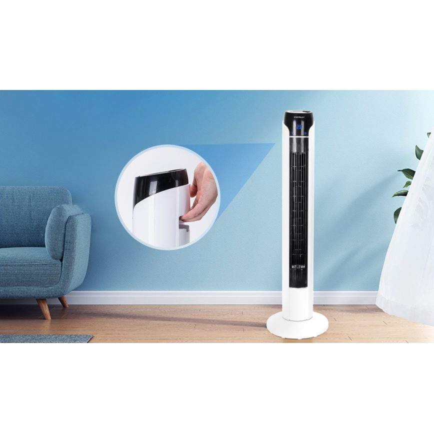 Aigostar - Ventoinha de torre 50W/230V preto/branco + comando