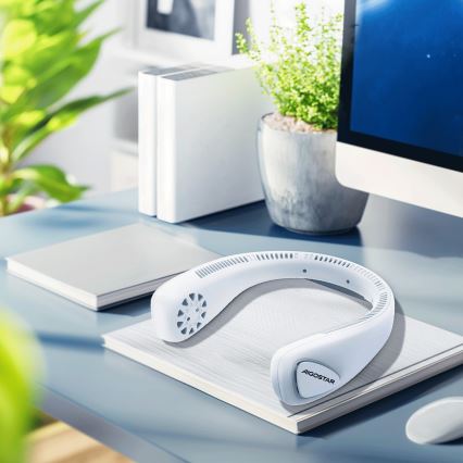 Aigostar - Ventoinha para o pescoço recarregável 4W/5V 2000mAh branco