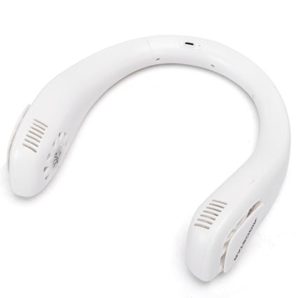 Aigostar - Ventoinha para o pescoço recarregável 4W/5V 2000mAh branco