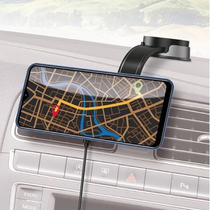 Aligator AMS07BK - Suporte para telemóvel para automóvel com braço flexível MagSafe, preto