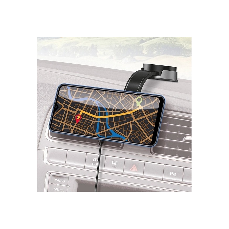 Aligator AMS07BK - Suporte para telemóvel para automóvel com braço flexível MagSafe, preto