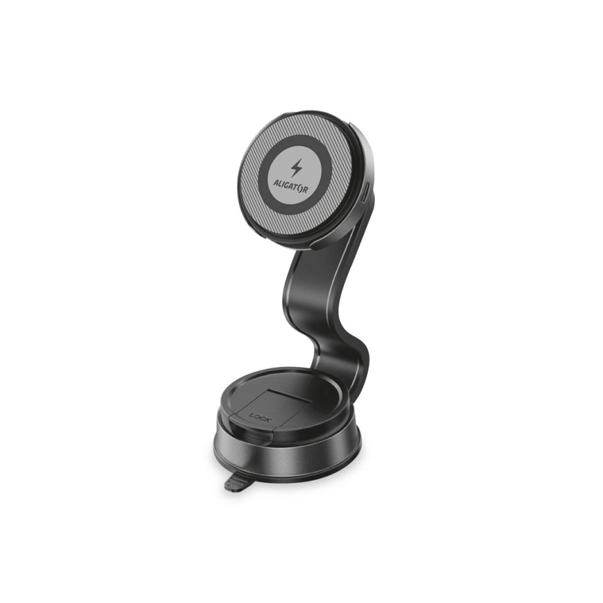 Aligator AMS07BK - Suporte para telemóvel para automóvel com braço flexível MagSafe, preto