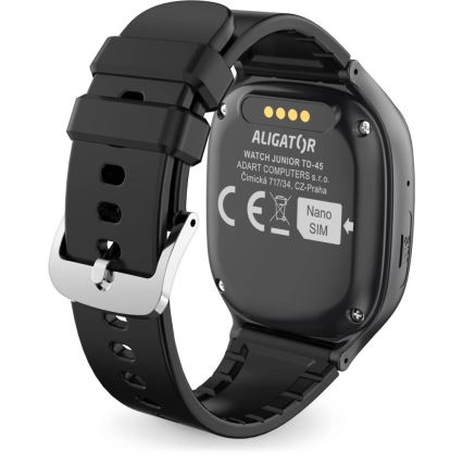 Aligator AW11BK - Relógio inteligente Watch Junior 2 450 mAh IP67 Wi‑Fi preto