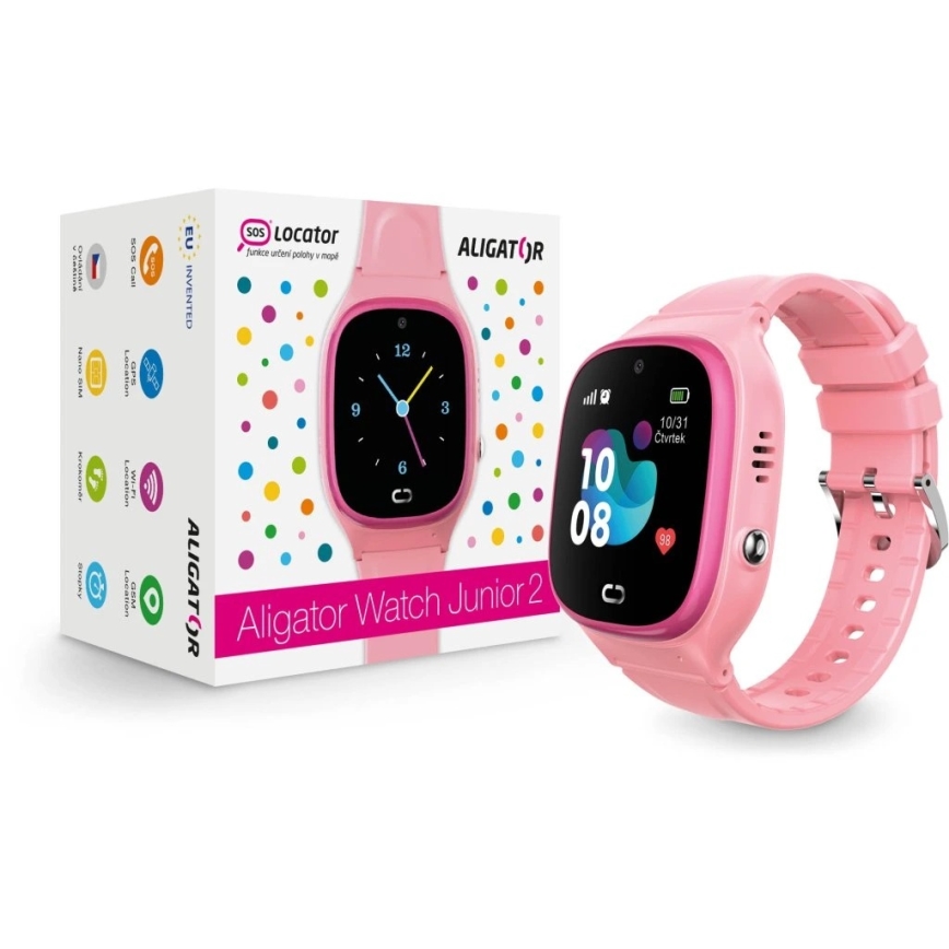 Aligator AW11PK - Relógio inteligente Watch Junior 2 450 mAh IP67 Wi-Fi rosa