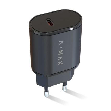 Aligator AX0002V - Adaptador de carregamento rápido A-MAX Power Delivery 20W USB-C, preto