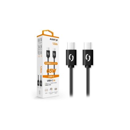 Aligator DATKP48 - cabo USB-C / USB-C 65W Power Delivery 1,5m preto