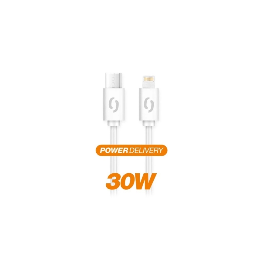 Aligator DATKP51 - cabo USB USB-C / Lightning 30 W Power Delivery 1,5 m branco