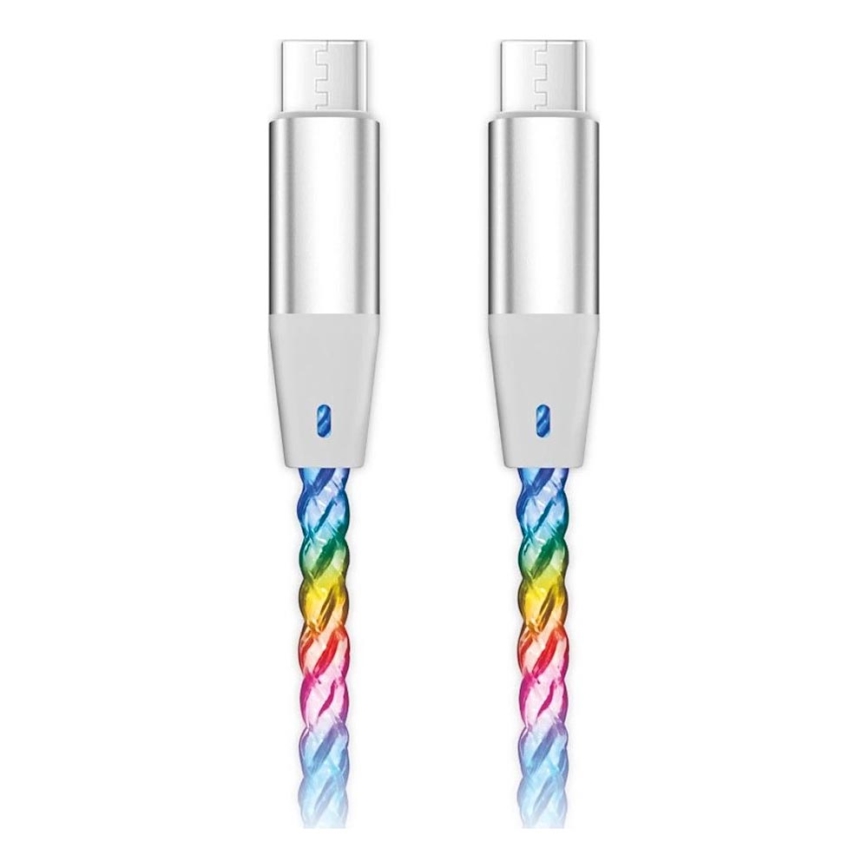 Aligator DATKP62 - cabo USB-C para USB-C com iluminação LED e Power Delivery de 65W, 1,2m