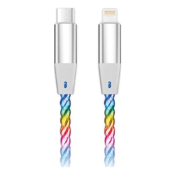 Aligator DATKP63 - cabo USB USB-C/Lightning com iluminação LED, 30 W Power Delivery, 1,2 m